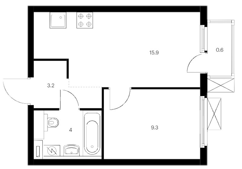 1-комнатная квартира 33 м², 4/14 эт., ЖК «Витебский парк»
